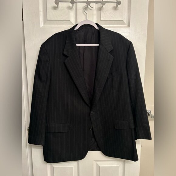 Brioni Augusto Black Pinstripe Suit Blazer Jacket Wool Silk Blend - Picture 1 of 10
